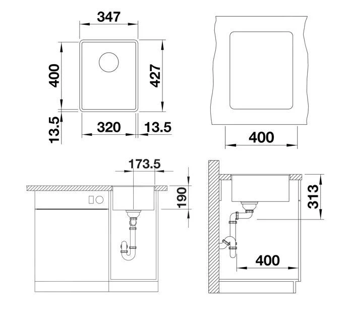Blanco Subline 320 - Lavello In Silgranit, 347x427 Mm, InFino, Color Alluminio 523418 4 Blanco Subline 320 - Lavello In Silgranit, 347x427 Mm, InFino, Color Alluminio 523418 - immagine 2