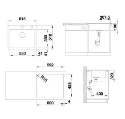 Blanco Palona 6 - Lavello In Ceramica, 615x510 Mm, Con Comando Remoto Dello Scarico, Color Basalto 524737 -Forniture Per Attrezzature Da Cucina 9bbe417eeab52cc59abc022f