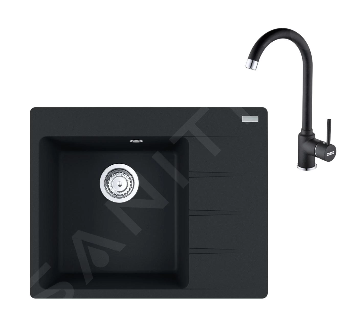 Franke Set - Set G230, Lavello In Fragranite CNG 611-62 TL/2 E Miscelatore FP 9000.071, Onice 114.0650.788