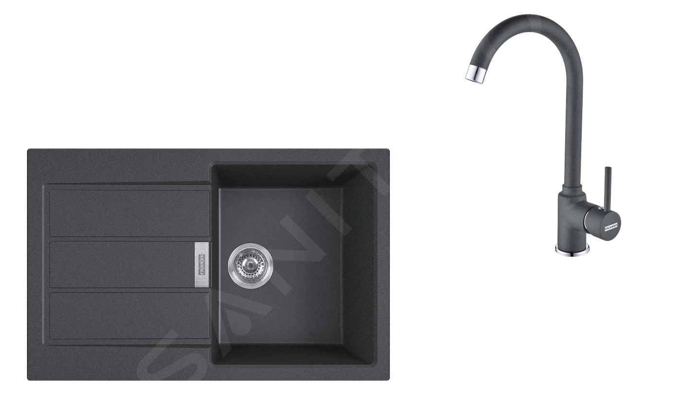 Franke Set - Set T84, Lavello In Tectonite S2D 611-78, Nero + Miscelatore FP 9000, Onyx NEW 143.0618.726 3 Franke Set - Set T84, Lavello In Tectonite S2D 611-78, Nero + Miscelatore FP 9000, Onyx NEW 143.0618.726