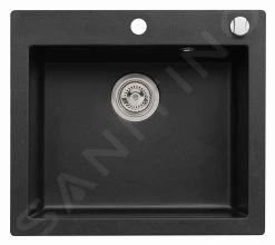 Alveus Cortina - Lavello In Granito 570x500 Mm, Con Comando Dello Scarico, Carbon 1133447