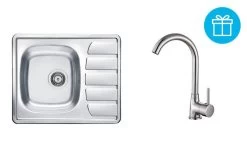 Alveus Set - Set Lavello Zoom 10, Baterie Karina + Regalo, Cromo SETA267