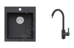 Alveus Set - Set Lavello In Granito Cortina 20 E Miscelatore Tonia, Carbon SETA737