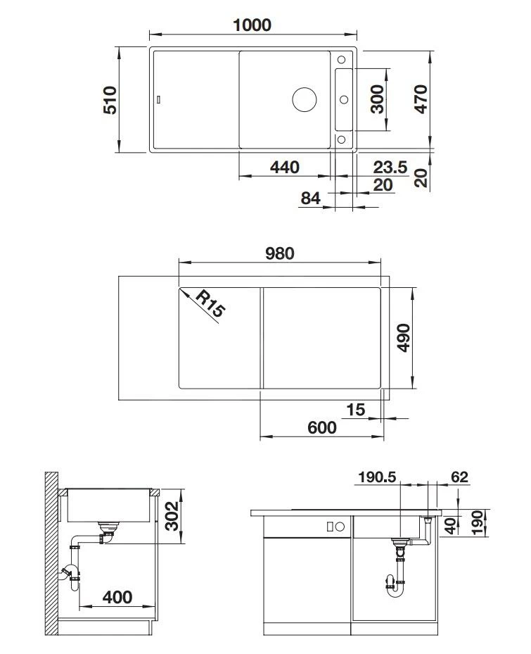 Blanco Axia III XL 6 - Lavello In Silgranit, 1000x510 Mm, Con Comando Remoto Dello Scarico E Accessori, Nero 525857 4 Blanco Axia III XL 6 - Lavello In Silgranit, 1000x510 Mm, Con Comando Remoto Dello Scarico E Accessori, Nero 525857 - immagine 2