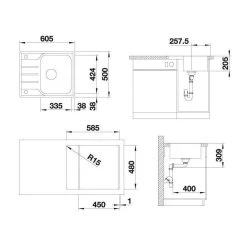 Blanco Lemis 45 - Lavello, 605x500 Mm, Acciaio Inox Spazzolato 525115 -Forniture Per Attrezzature Da Cucina af0cacaf7bb6e25e8e977914