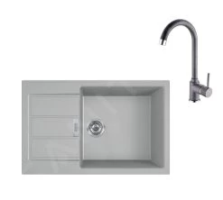 Franke Set - Set Da Cucina T107, Lavello In Tectonite S2D 611-78 XL E Miscelatore FP 9000.084, Grigio 143.0675.737