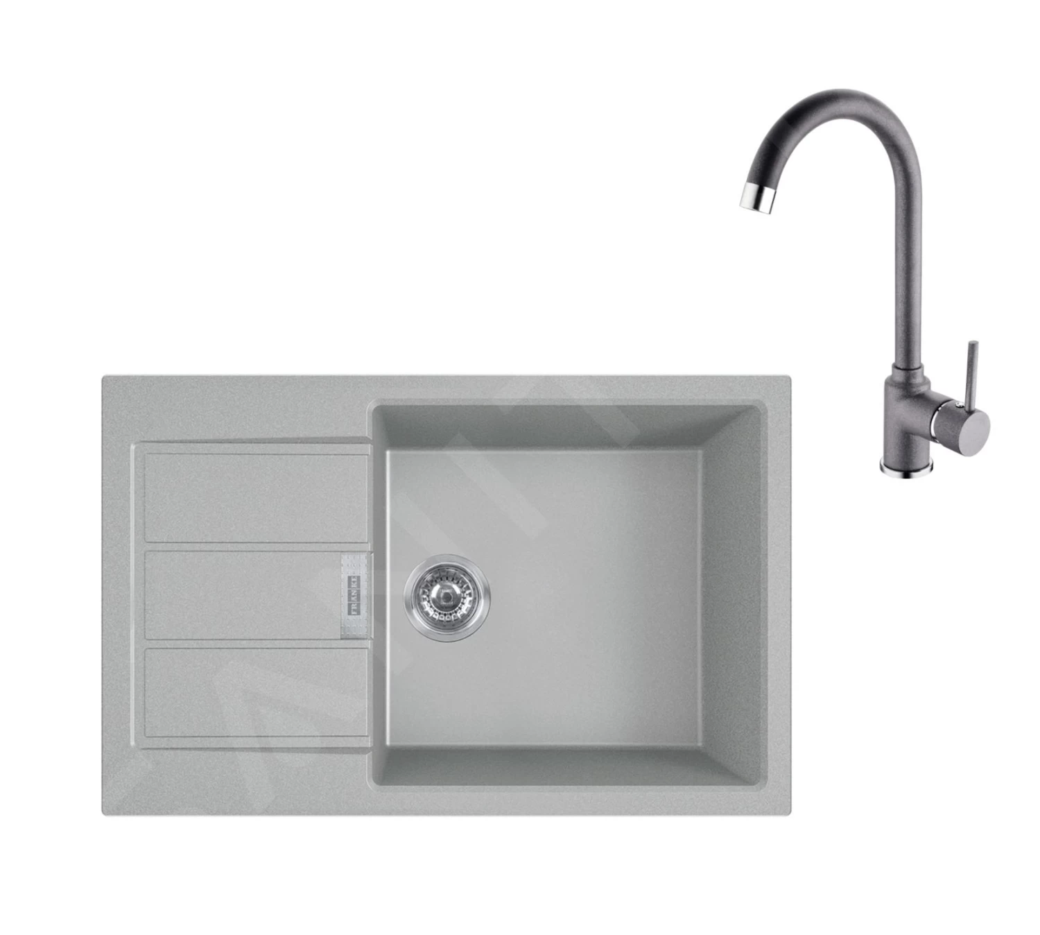 Franke Set - Set Da Cucina T107, Lavello In Tectonite S2D 611-78 XL E Miscelatore FP 9000.084, Grigio 143.0675.737