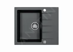 Alveus Cadit - Lavello In Granito 590x500 Mm, Con Comando Dello Scarico, Carbon 1132021