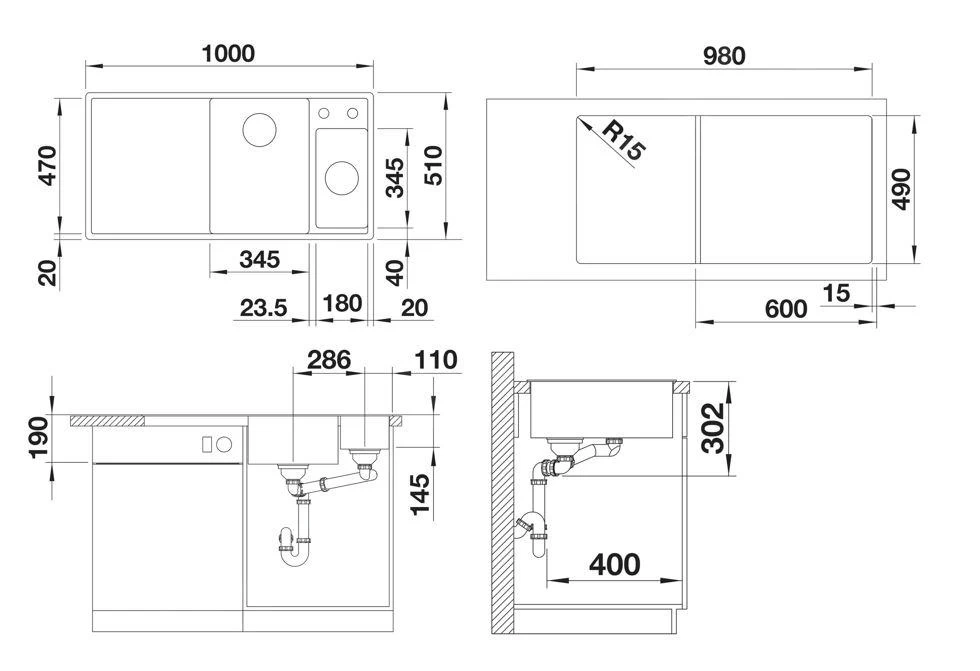 Blanco Axia III 6 - Lavello In Silgranit, 1000x510 Mm, Con Comando Remoto Dello Scarico E Accessori, InFino, Antracite 524643 4 Blanco Axia III 6 - Lavello In Silgranit, 1000x510 Mm, Con Comando Remoto Dello Scarico E Accessori, InFino, Antracite 524643 - immagine 2