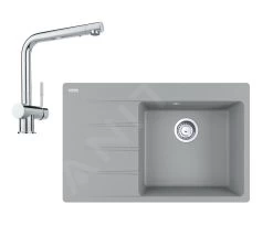 Franke Set - Set G224, Lavello In Fragranite CNG 611-78 TL/7 E Miscelatore Samoa, Pietra Grigia/cromo 114.0650.802