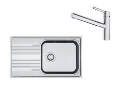 Franke Set - Set N84, Lavello In Acciaio Inox SRX 611-86 LB E Miscelatore FC 3054.031, Inox/cromo 101.0650.599