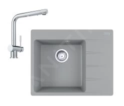 Franke Set - Set G212, Lavello In Fragranite CNG 611-62 TL/2 E Miscelatore Samoa, Pietra Grigia/cromo 114.0650.743