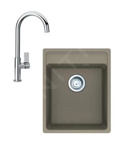 Franke Set - Set G240, Lavello In Fragranite MRG 610-37 RTL E Miscelatore FP 0408.031, Cashmere/cromo 114.0675.650