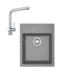 Franke Set - Set Da Cucina T50, Lavello In Tectonite SID 610-40 E Miscelatore Samoa, Grigio/cromo 114.0508.402