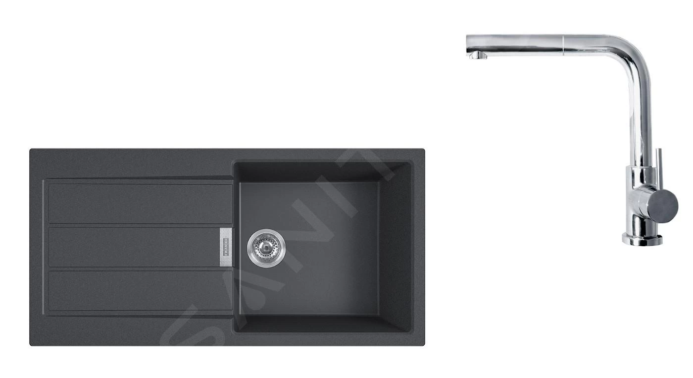 Franke Set - Set T77, Lavello In Tectonite S2D 611-100 E Miscelatore FN 0147.031, Nero/cromo 143.0616.932 3 Franke Set - Set T77, Lavello In Tectonite S2D 611-100 E Miscelatore FN 0147.031, Nero/cromo 143.0616.932