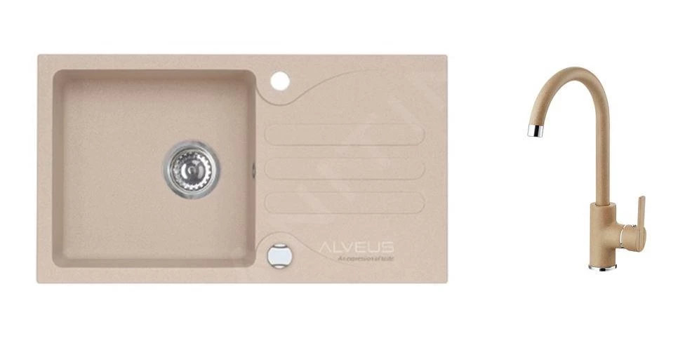 Alveus Set - Set Lavello Galapagos 30 E Miscelatore Tonia, Beige SETA125 3 Alveus Set - Set Lavello Galapagos 30 E Miscelatore Tonia, Beige SETA125