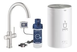 Grohe Red - Miscelatore Per Lavello Duo Con Boiler E Sistema Di Filtraggio, Serbatoio M, Supersteel 30083DC1