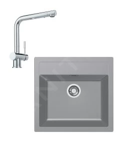 Franke Set - Set Da Cucina T13, Lavello In Tectonite SID 610 E Miscelatore Samoa, Grigio/cromo 143.0650.597