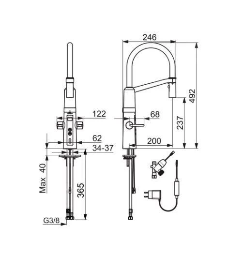 Hansa Fit - Miscelatore Elettronico Hybrid Da Lavello, Valvola Di Arresto Elettronica, Nero/cromo 65262213 4 Hansa Fit - Miscelatore Elettronico Hybrid Da Lavello, Valvola Di Arresto Elettronica, Nero/cromo 65262213 - immagine 2
