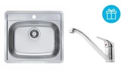 Alveus Set - Set Lavello More 10, Baterie Riviera + Regalo, Cromo SETA738