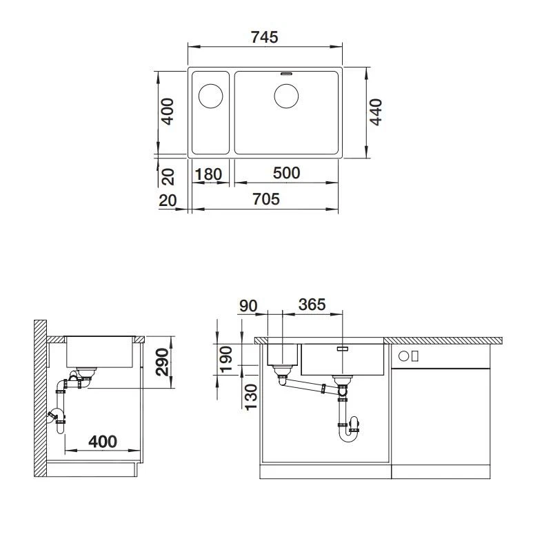 Blanco Andano 500/180 - Lavello, 745x440 Mm, Acciaio Inox 522989 4 Blanco Andano 500/180 - Lavello, 745x440 Mm, Acciaio Inox 522989 - immagine 2