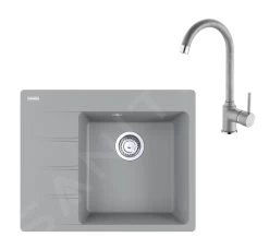 Franke Set - Set G231, Lavello In Fragranite CNG 611-62 TL/7 E Miscelatore FP 9000.084, Pietra Grigia 114.0650.793