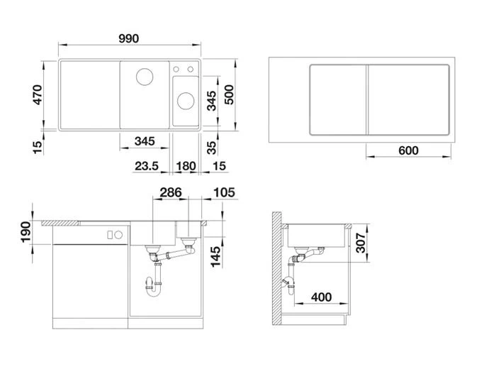 Blanco Axia III 6 - Lavello In Silgranit, 990x500 Mm, Con Comando Remoto Dello Scarico E Accessori, InFino, Bianco 523492 4 Blanco Axia III 6 - Lavello In Silgranit, 990x500 Mm, Con Comando Remoto Dello Scarico E Accessori, InFino, Bianco 523492 - immagine 2