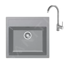 Franke Set - Set Da Cucina T103, Lavello In Tectonite SID 610 E Miscelatore FP 9000.084, Grigio 143.0675.725