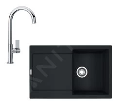 Franke Set - Set G167, Lavello In Fragranite MRG 611 E Miscelatore FP 0408.031, Nero Opaco/cromo 114.0650.570