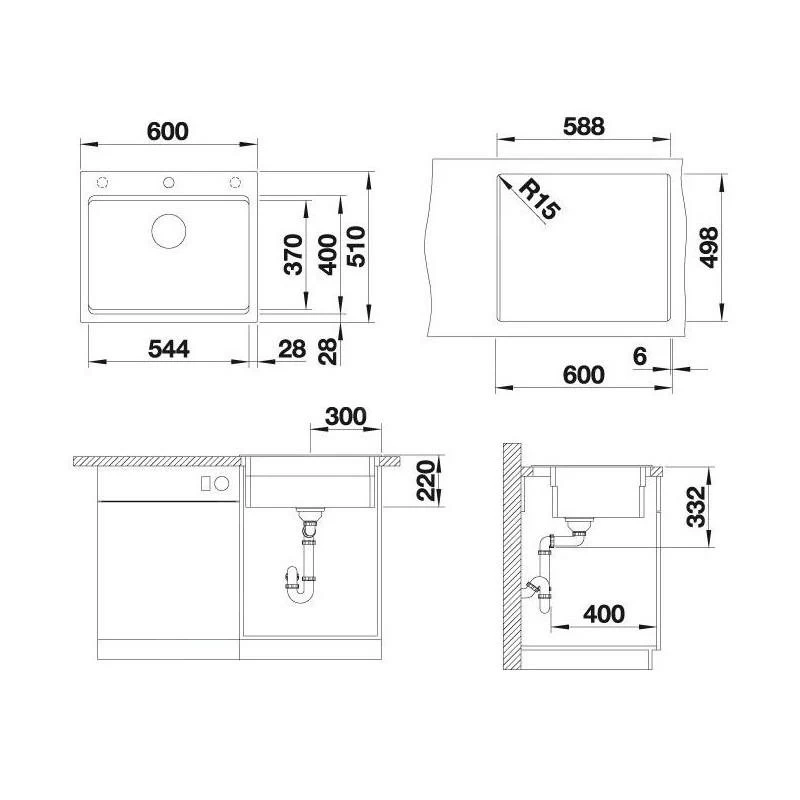 Blanco Etagon 6 - Lavello In Silgranit, 600x510 Mm, Con Comando Remoto Dello Scarico A Con Guide Scorrevoli, Nero 525889 4 Blanco Etagon 6 - Lavello In Silgranit, 600x510 Mm, Con Comando Remoto Dello Scarico A Con Guide Scorrevoli, Nero 525889 - immagine 2