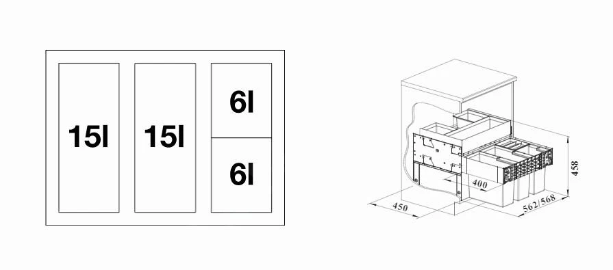 Blanco Select - Pattumiera Incorporata, Differenziata, Capienza 42 L 526211 4 Blanco Select - Pattumiera Incorporata, Differenziata, Capienza 42 L 526211 - immagine 2