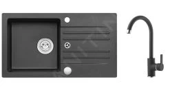 Alveus Set - Set Lavello In Granito Cortina 140 E Miscelatore Tonia, Carbon SETA735