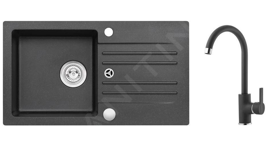 Alveus Set - Set Lavello In Granito Cortina 140 E Miscelatore Tonia, Carbon SETA735 3 Alveus Set - Set Lavello In Granito Cortina 140 E Miscelatore Tonia, Carbon SETA735