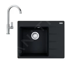 Franke Set - Set G214, Lavello In Fragranite CNG 611-62 TL/2 E Miscelatore FP 0408.031, Onice/cromo 114.0650.762