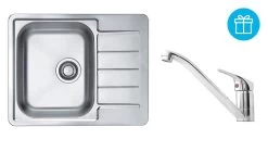 Alveus Set - Set Lavello Line 110, Baterie Riviera + Regalo, Cromo SETA741