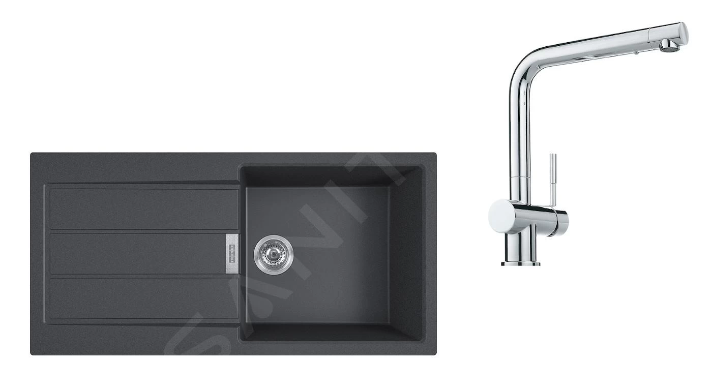 Franke Set - Set T76, Lavello In Tectonite S2D 611-100 E Miscelatore SAMOA, Nero/cromo 143.0616.929 3 Franke Set - Set T76, Lavello In Tectonite S2D 611-100 E Miscelatore SAMOA, Nero/cromo 143.0616.929