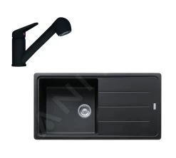 Franke Set - Set G138, Lavello In Fragranite BFG 611 E Miscelatore FC 9547.901, Nero Spazzolato 114.0675.664