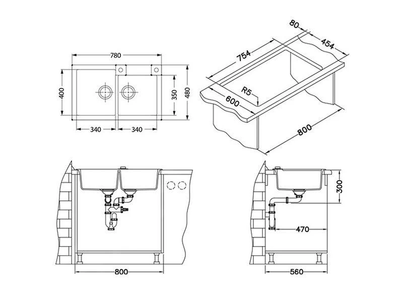 Alveus Rock - Lavello In Granito 780x480 Mm, Con Comando Dello Scarico, Carbon 1090965 4 Alveus Rock - Lavello In Granito 780x480 Mm, Con Comando Dello Scarico, Carbon 1090965 - immagine 2