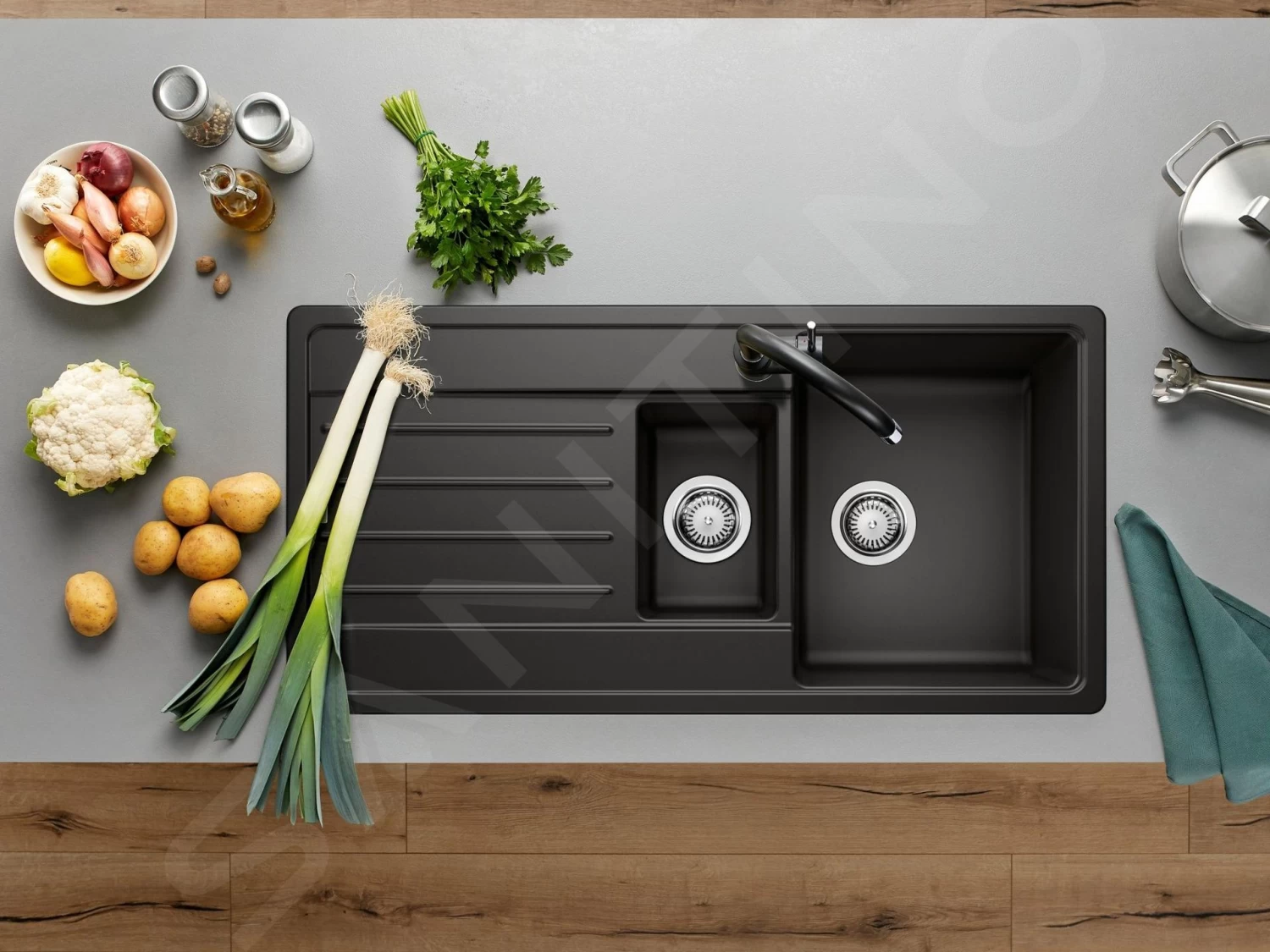 Blanco Legra 6 - Lavello In Silgranit, 1000x500 Mm, Nero 526086 5 Blanco Legra 6 - Lavello In Silgranit, 1000x500 Mm, Nero 526086 - immagine 3