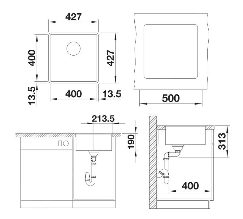 Blanco Subline 400 - Lavello In Silgranit, 427x427 Mm, InFino, Bianco Fine 527165 4 Blanco Subline 400 - Lavello In Silgranit, 427x427 Mm, InFino, Bianco Fine 527165 - immagine 2