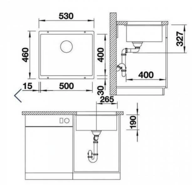 Blanco Rotan 500 - Lavello In Silgranit, 530x460 Mm, Color Alluminio 524248 4 Blanco Rotan 500 - Lavello In Silgranit, 530x460 Mm, Color Alluminio 524248 - immagine 2