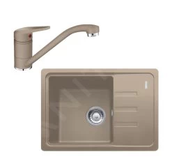 Franke Set - Set Da Cucina G117, Lavello In Fragranite BSG 611-62 E Miscelatore FC 9541.424, Cashmere 114.0510.434