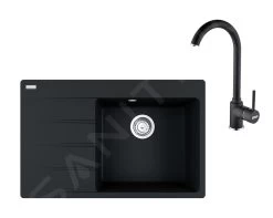 Franke Set - Set G235, Lavello In Fragranite CNG 611-78 TL/7 E Miscelatore FP 9000.071, Onice 114.0650.846