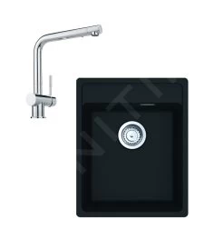 Franke Set - Set G242, Lavello In Fragranite MRG 610-37 RTL E Miscelatore Samoa, Nero Spazzolato/cromo 114.0675.641