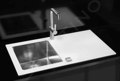 Alveus Karat - Lavello 860x500 Mm, Con Comando Dello Scarico, Vetro Bianco/acciaio Inox 1102771 8 Alveus Karat - Lavello 860x500 Mm, Con Comando Dello Scarico, Vetro Bianco/acciaio Inox 1102771 -Forniture Per Attrezzature Da Cucina f94b48c017fbd64640203ff0