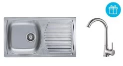 Alveus Set - Set Lavello Basic 170, Baterie Karina + Regalo, Cromo SETA261