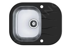 Alveus Wave - Lavello 620x500 Mm, Con Comando Dello Scarico, Vetro Nero/acciaio Inox 1102726